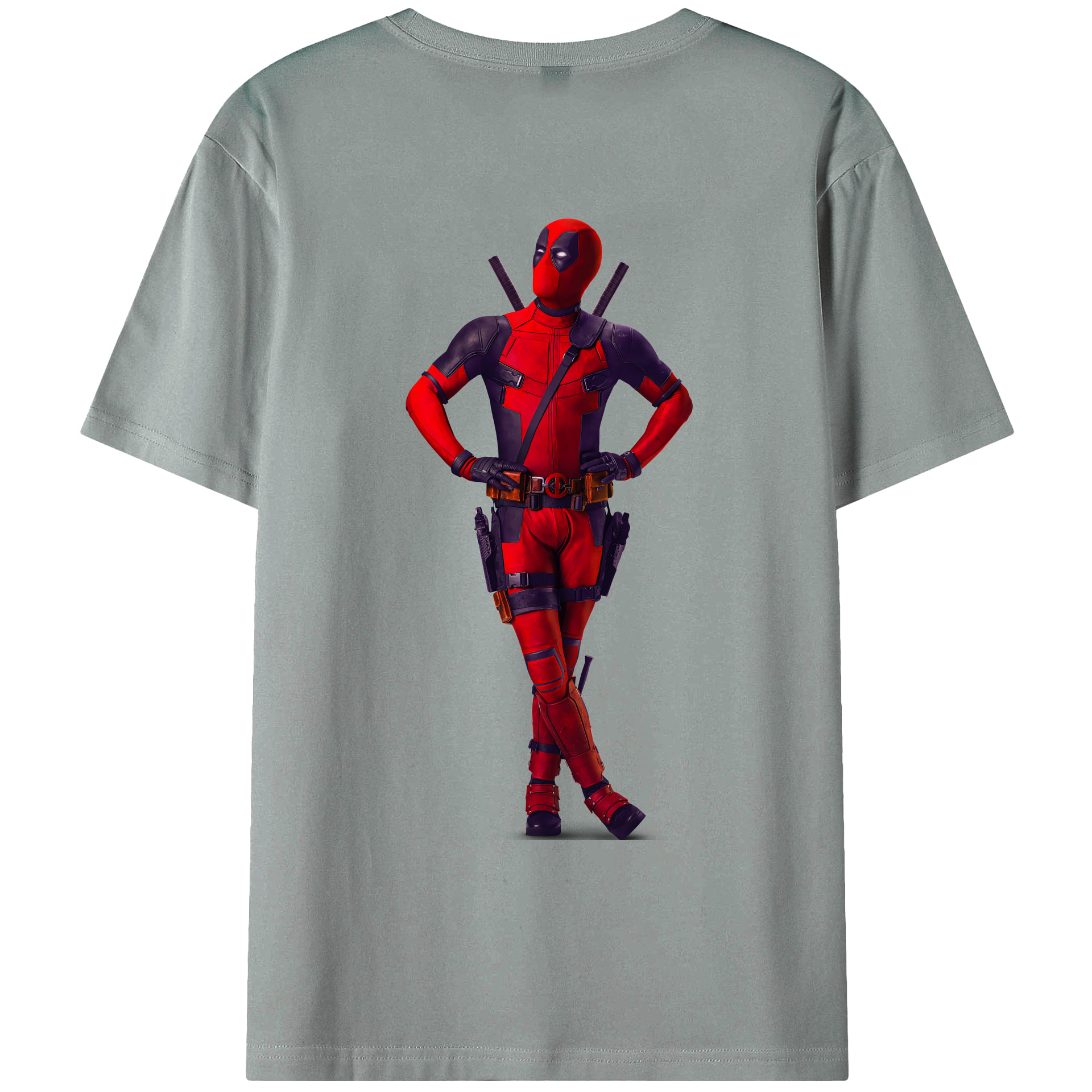 （画像用） Deadpool デッドプール 綿100％ メンズ半袖Tシャツ（バックプリント） 通気性
